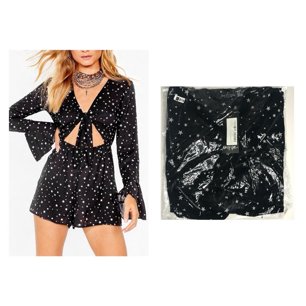 Star Tie Front Cut Out Romper - Picture 1 of 7